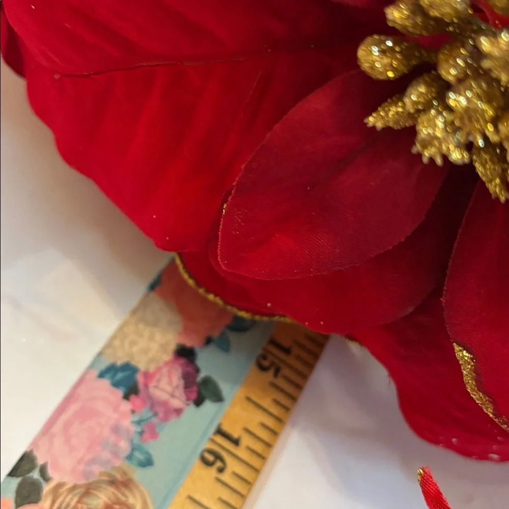 Poinsettia with GOLD ACCENTS FAUX POINSETTIA WITH GOLD TRIM Red CHRISTMAS